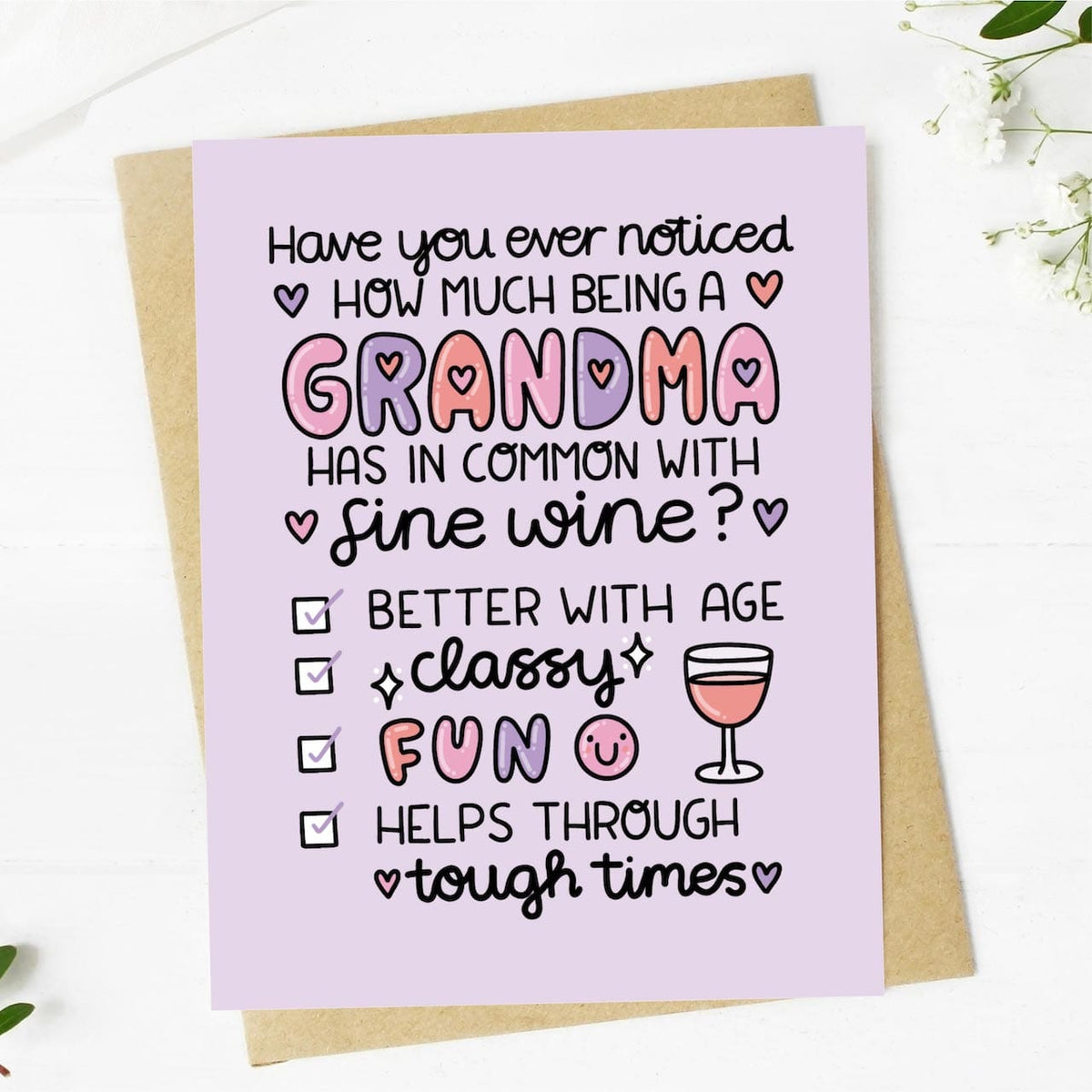 Funny Grandma and Fine Wine Greeting Card – Big Moods