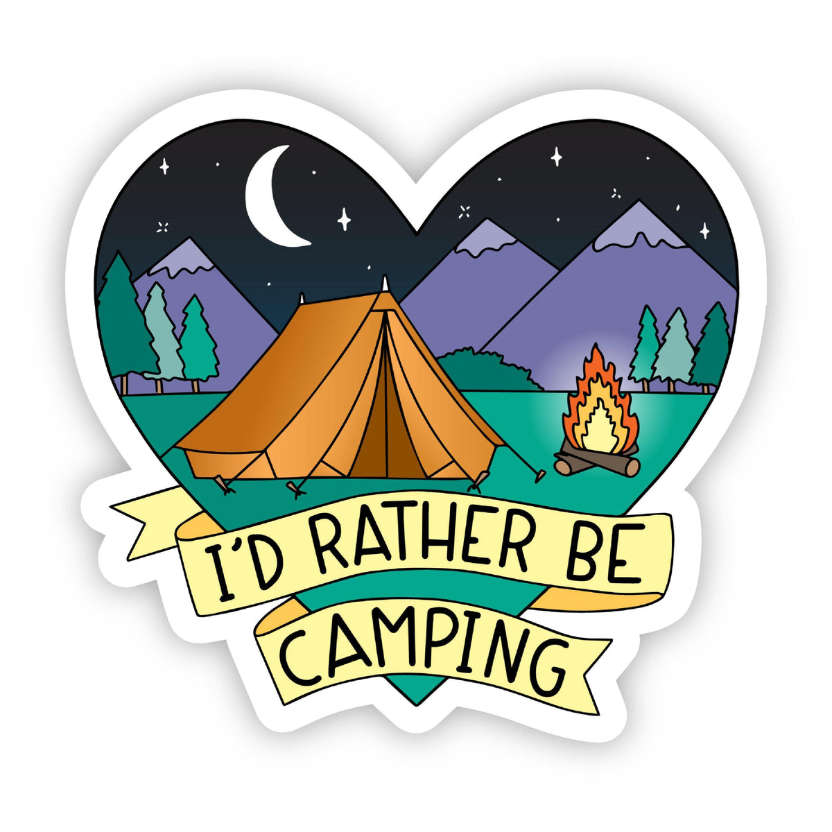 camping aufkleber I'd Rather Be Camping Heart Nature Sticker – Big Moods