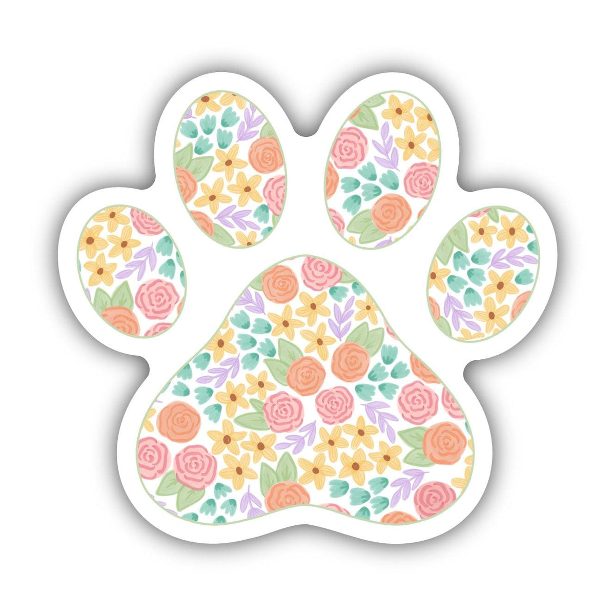Cute Floral Paw Print Sticker – Big Moods