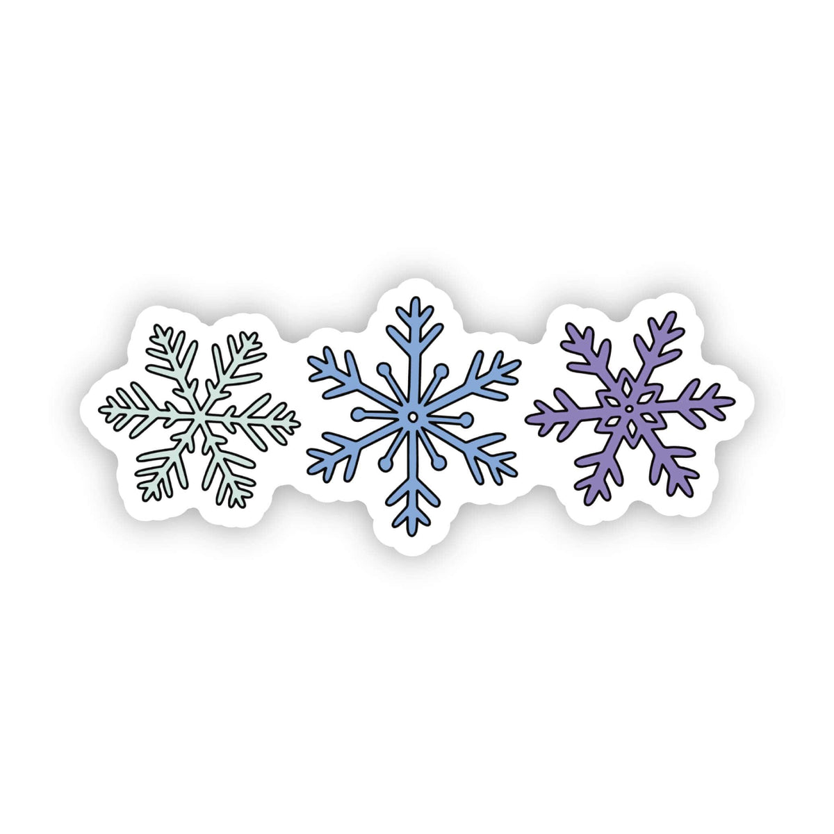 Three Snowflakes Teal Sticker