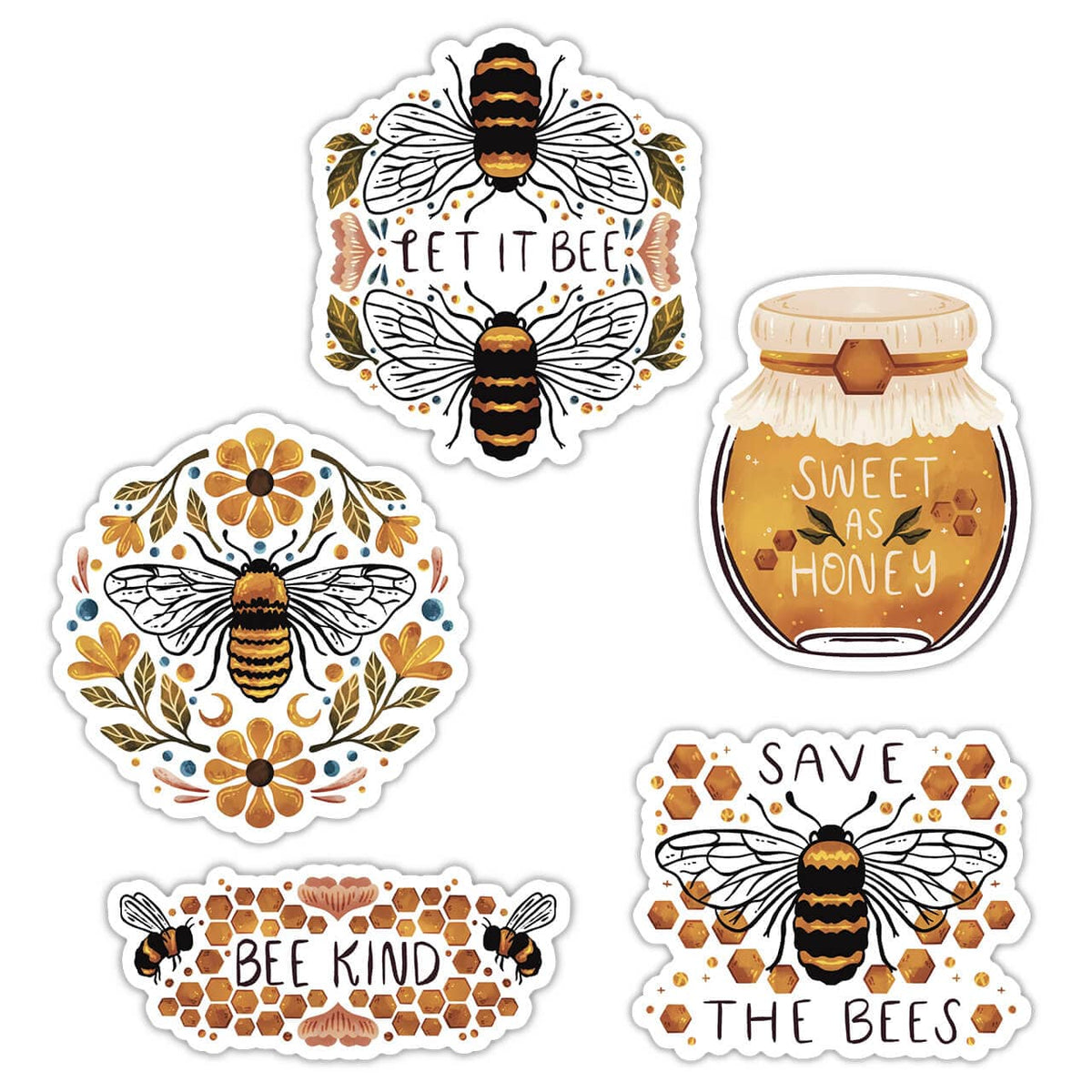 Bee sticker 5 pack