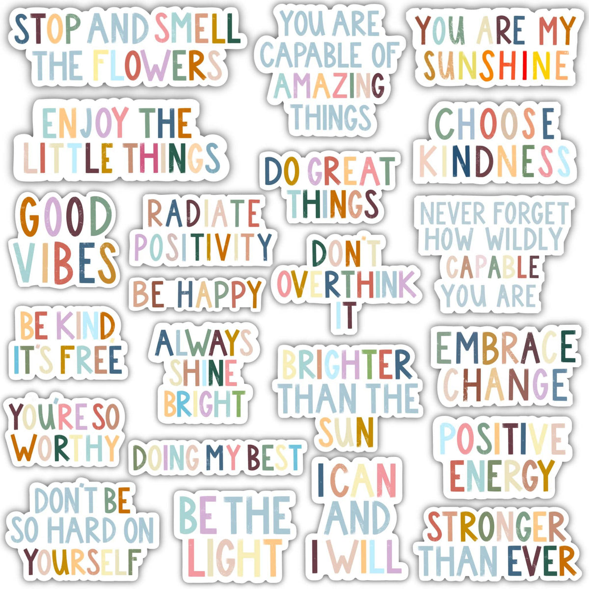 Positivity Lettering Sticker 22 Pack - Be The Light – Big Moods