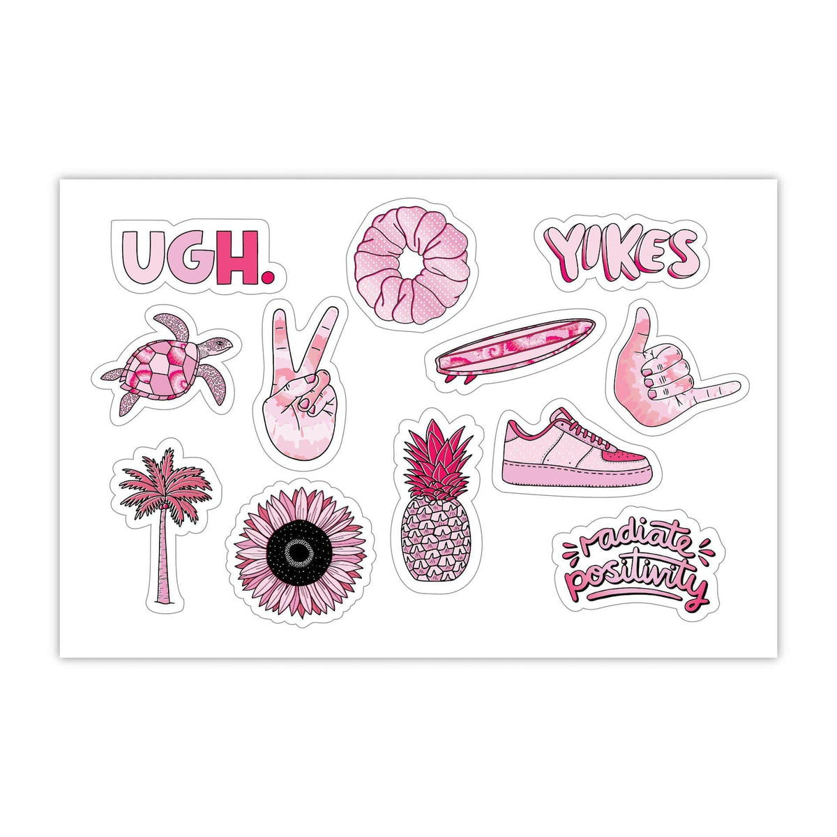 Sheet of Mini Stickers - Pink Aesthetic Stickers - SMALL miniature 1