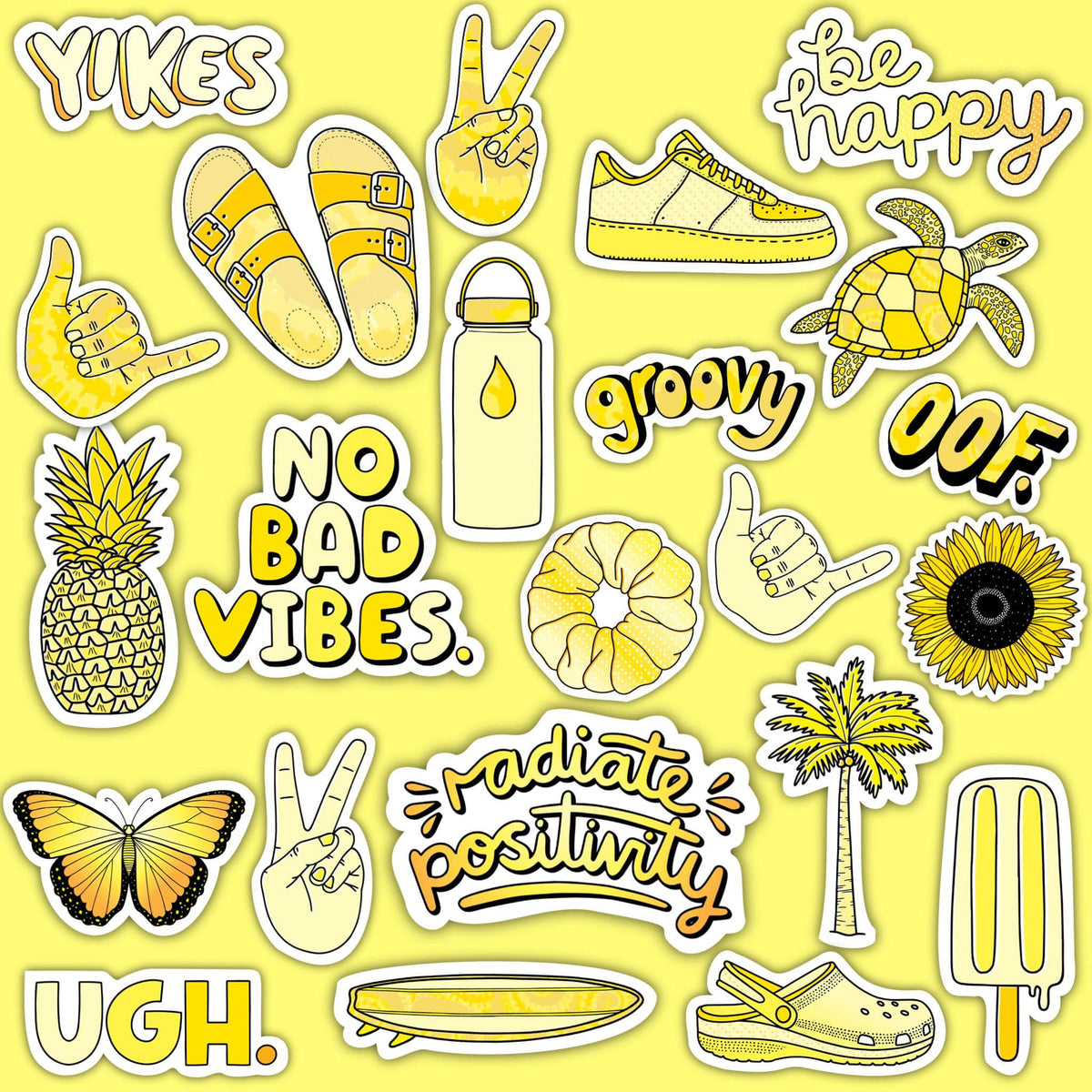 Big Moods Aesthetic Sticker Pack 10pc - Yellow