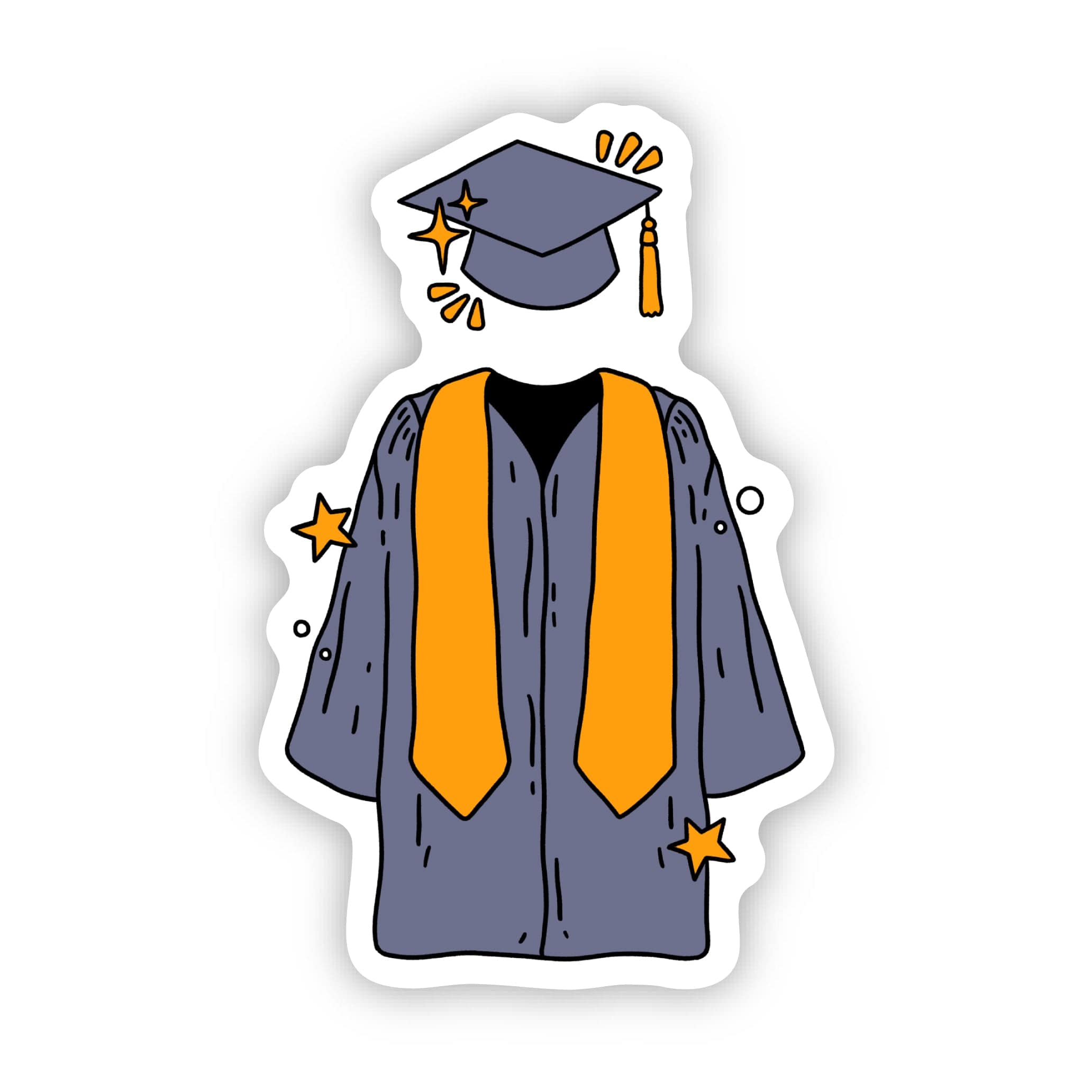 Grad Cap & Gown Graduation Sticker – Big Moods