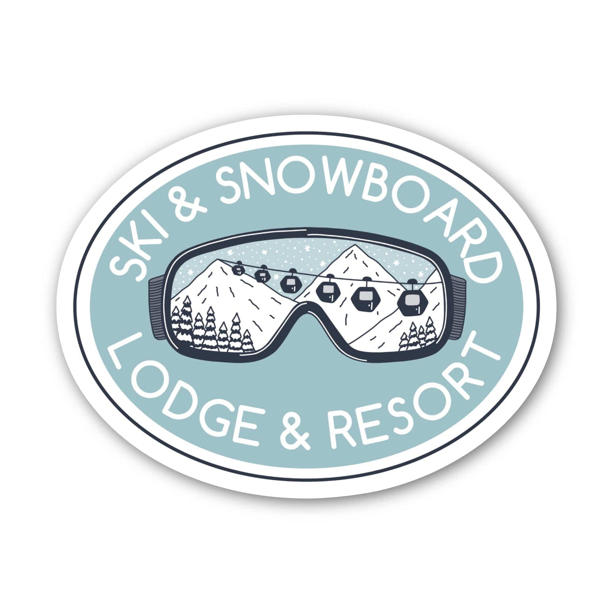 Ski & Snowboard Lodge & Resort Oval Sticker – Big Moods