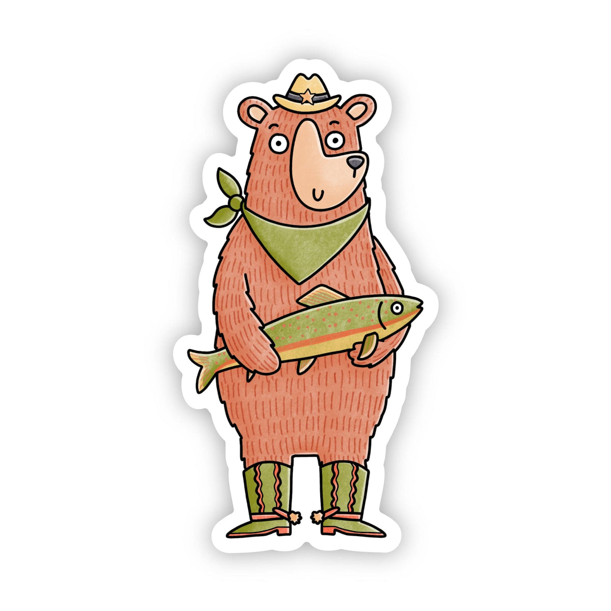 Bear Park Ranger With Fish Montana Sticker – Big Moods