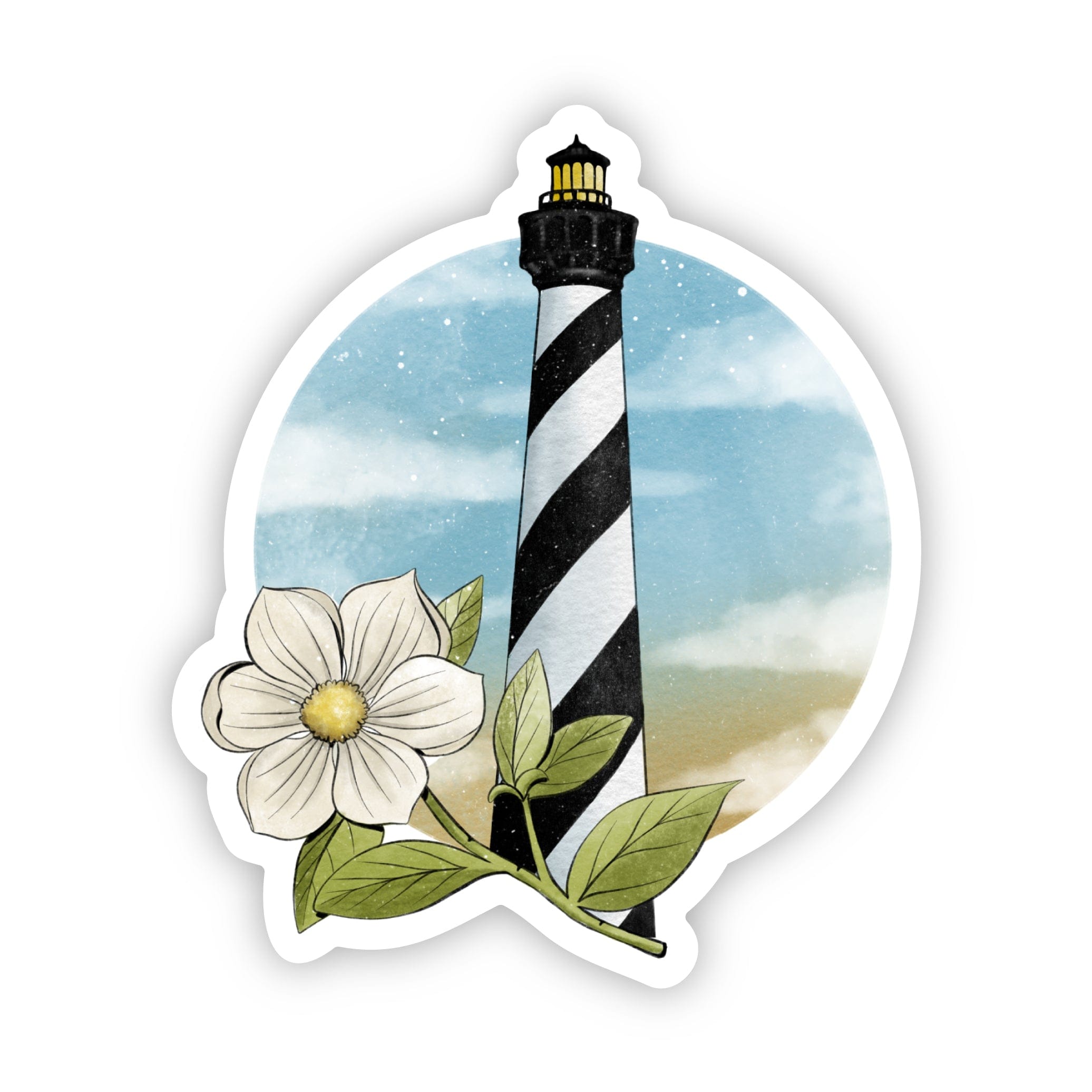 Round Lighthouse Sticker North Carolina Lighthouse Sticker – Big Moods