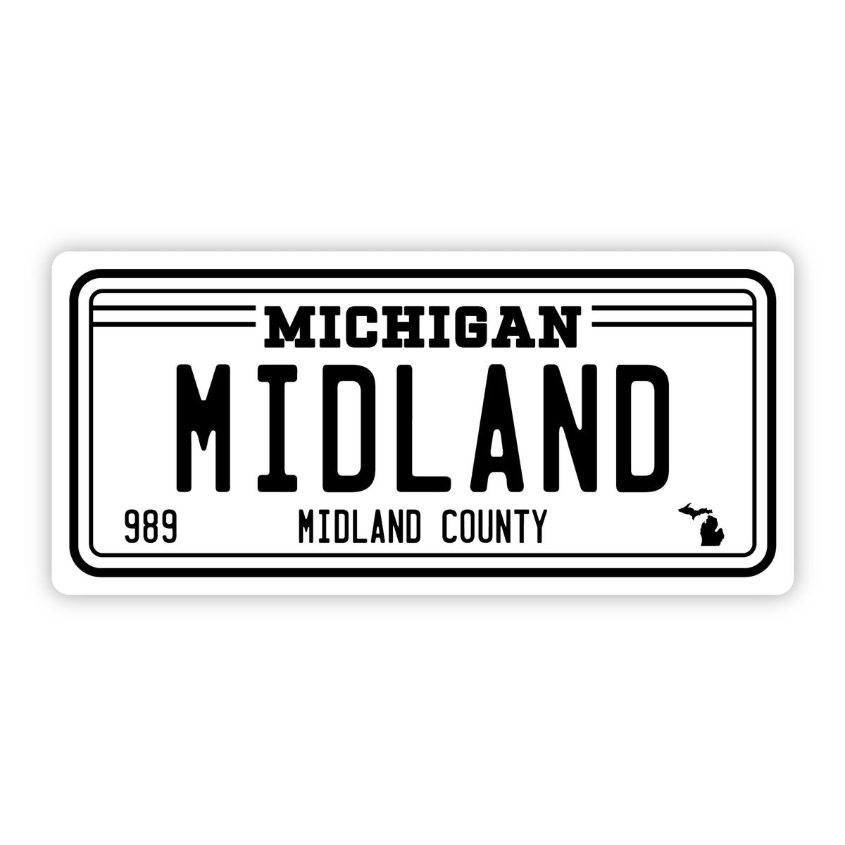 Midland Michigan 989 Bumper Sticker (5 inch) – Big Moods