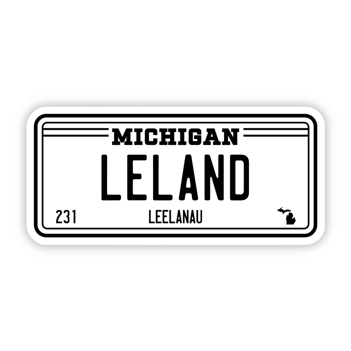 Leland, Michigan License Plate Sticker – Big Moods