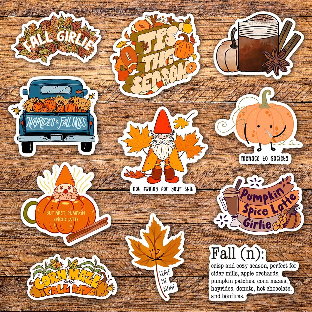Fall Clean Up Stickers Fall Season Stickers 11 Pack – Big Moods