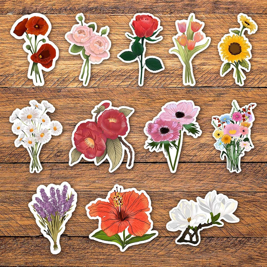 Custom Flower Stickers Flower Stickers 12 Pack – Big Moods