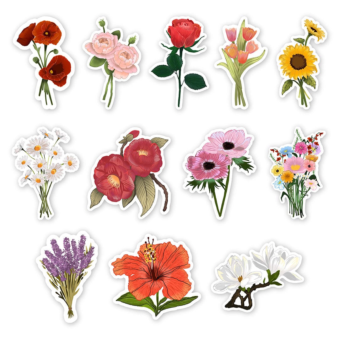 Flower Stickers 12 Pack – Big Moods