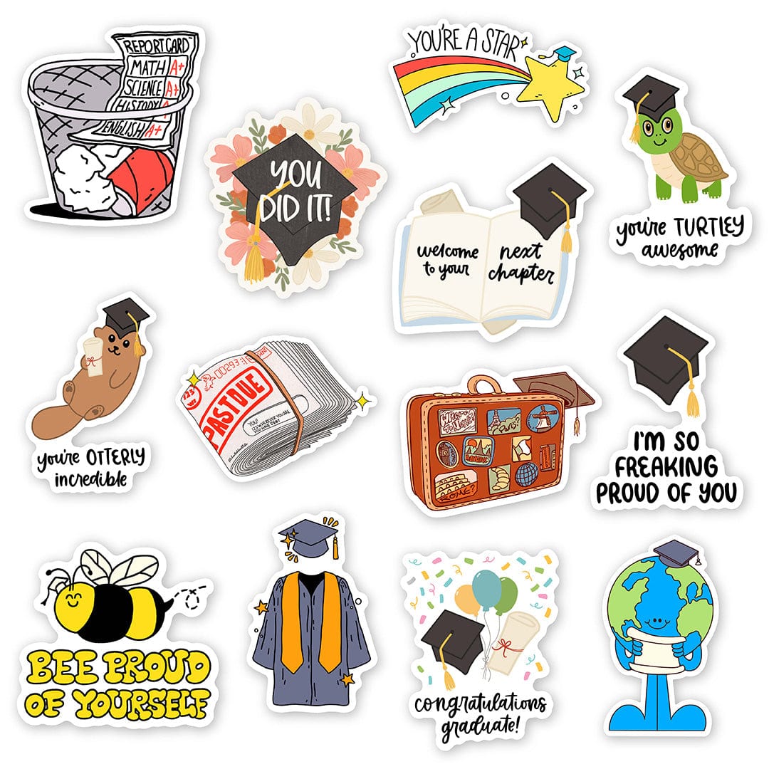 Illustrated Graduation Stickers 13 Pack – Big Moods