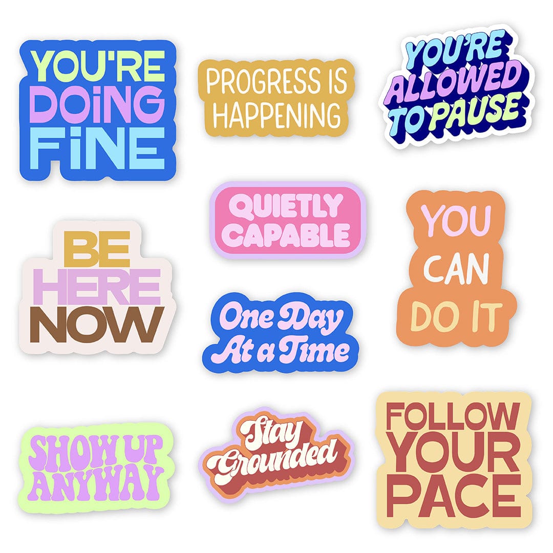 Fun Activity Text Sticker Motivational Text Stickers 10 Pack – Big Moods