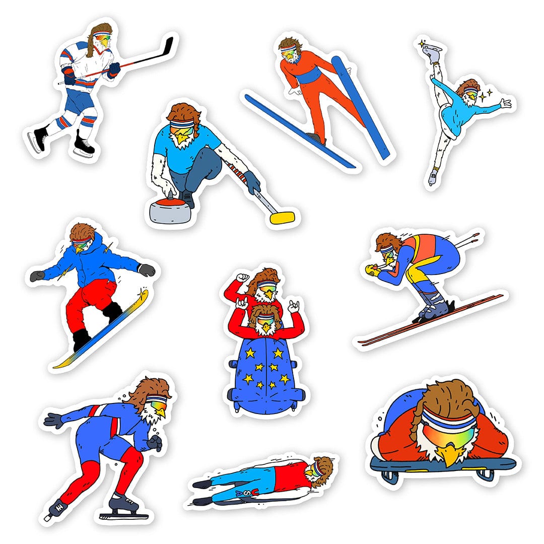 Merica Eage Winter Sports Stickers 10 Pack – Big Moods