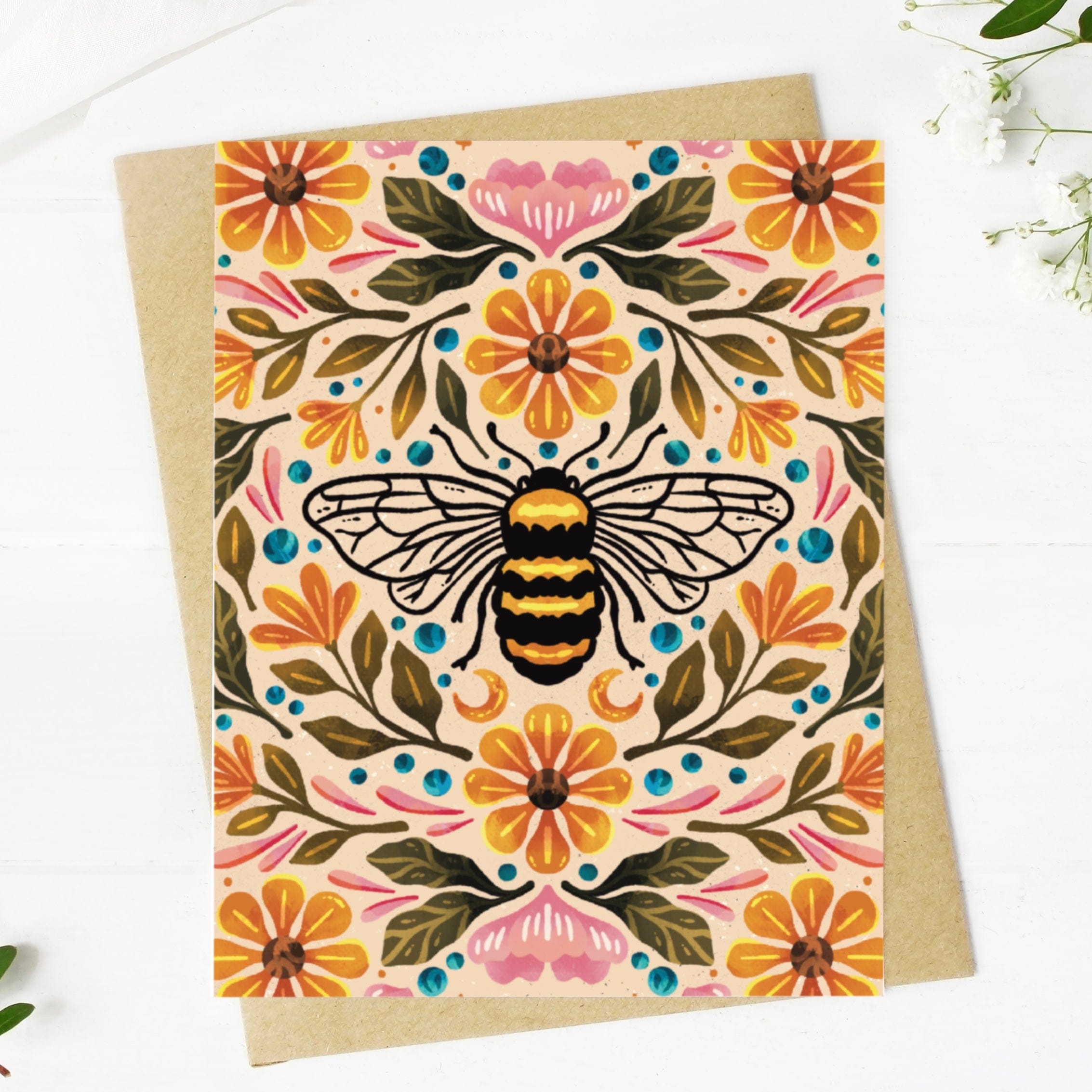 Cared Bee Bee & Floral Greeting Card – Big Moods