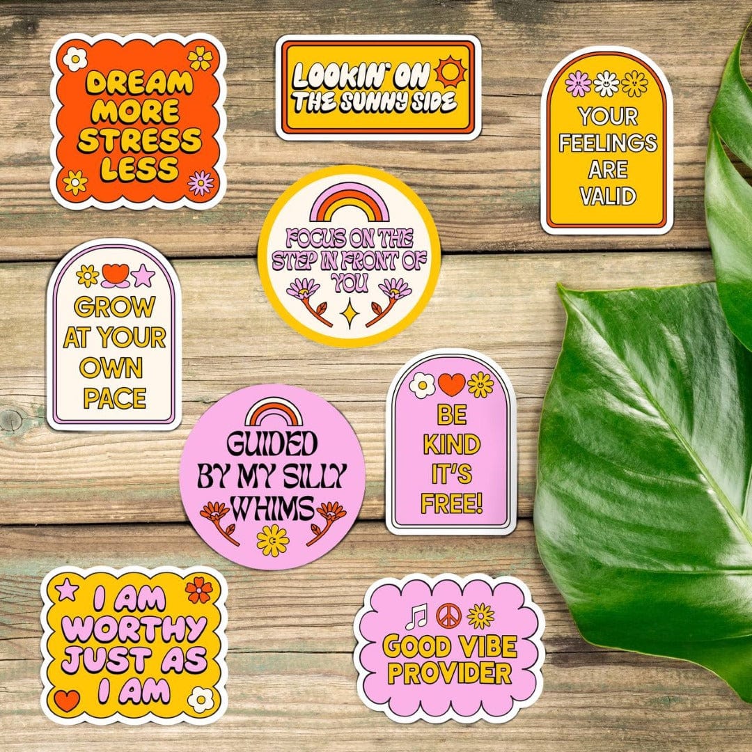 Mental Health Sticker 10 Pack (Retro) – Big Moods