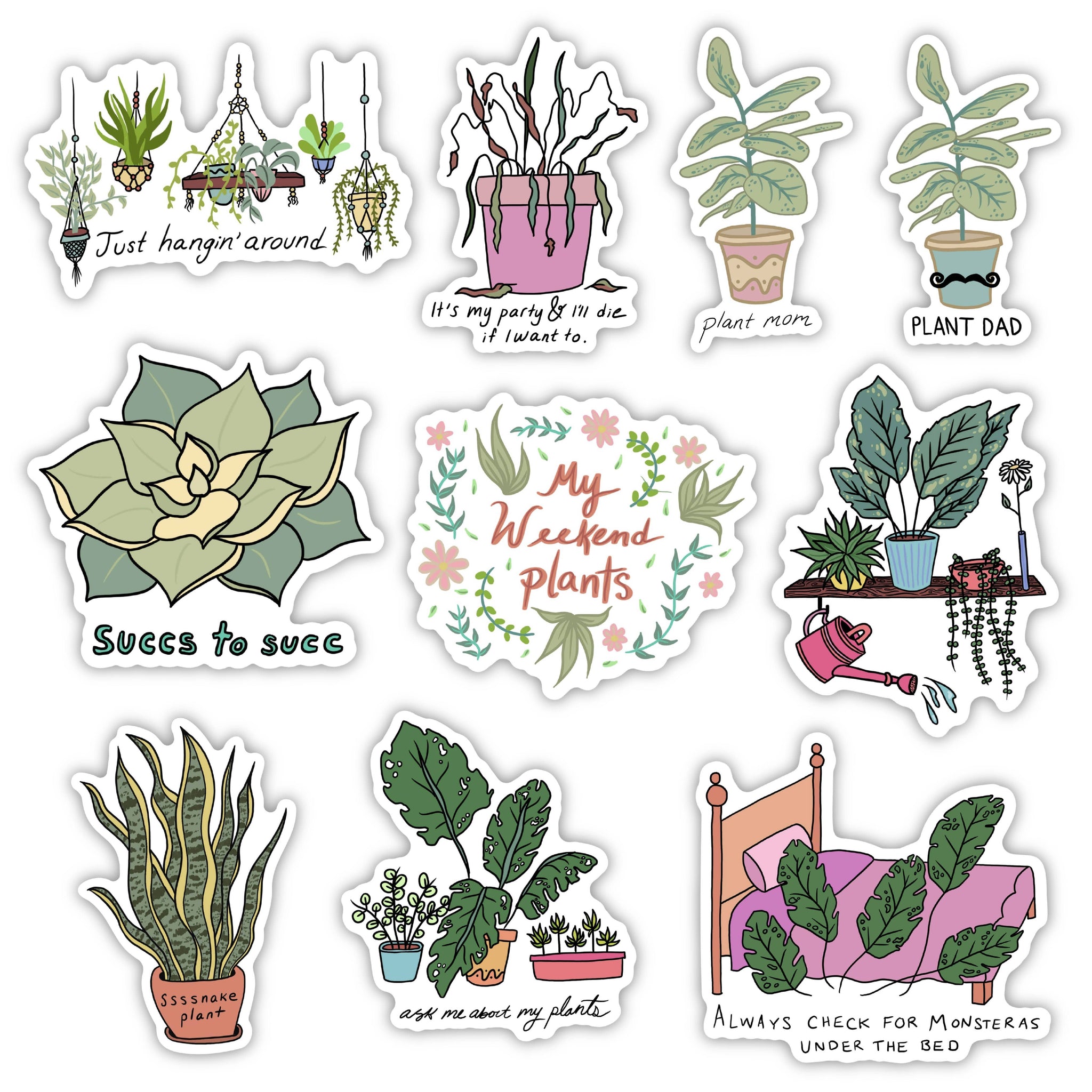 Weekend Plant Sticker 10 Pack – Big Moods