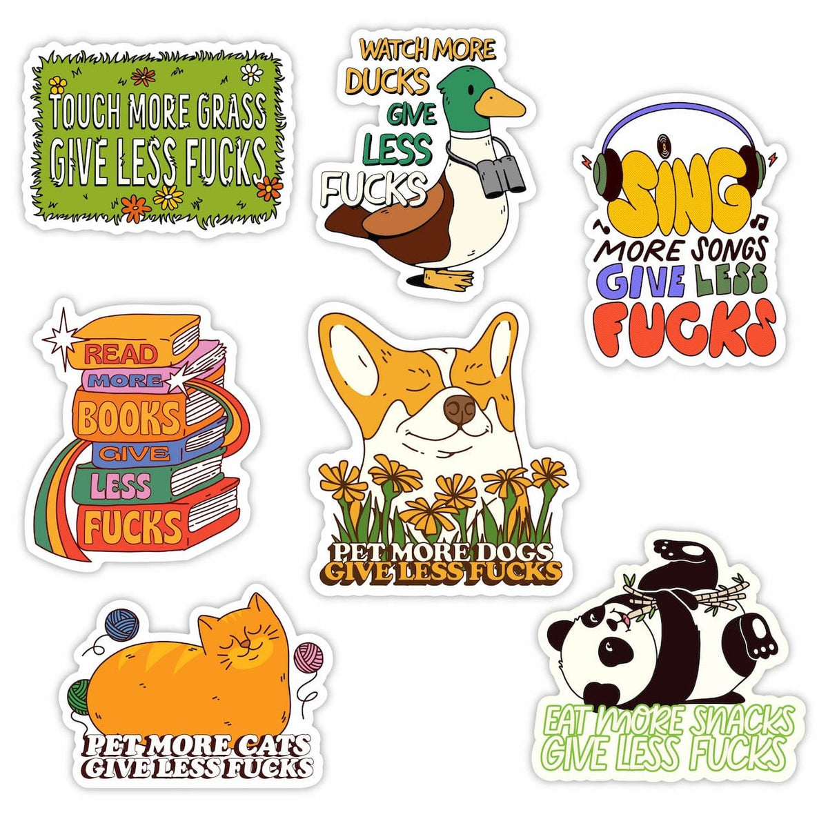 Give Less F**ks Sticker 7 Pack – Big Moods