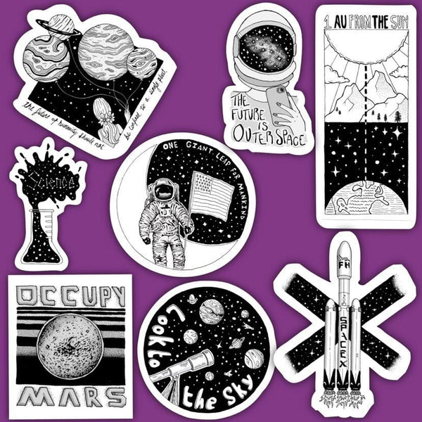 Look to the Sky Space Sticker Black & White – Big Moods