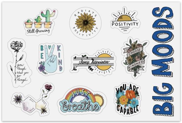 Think Positive Feel Positive Cactus Sticker – Big Moods
