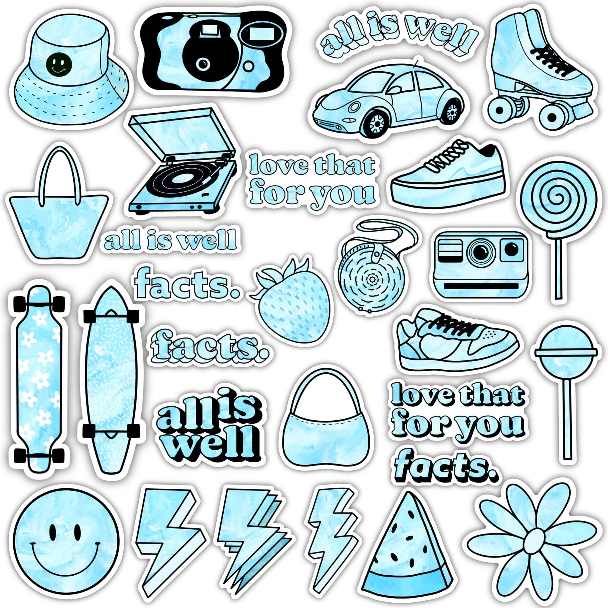 Sticker Blue Tech Blue Aesthetic Sticker 30 Pack – Big Moods