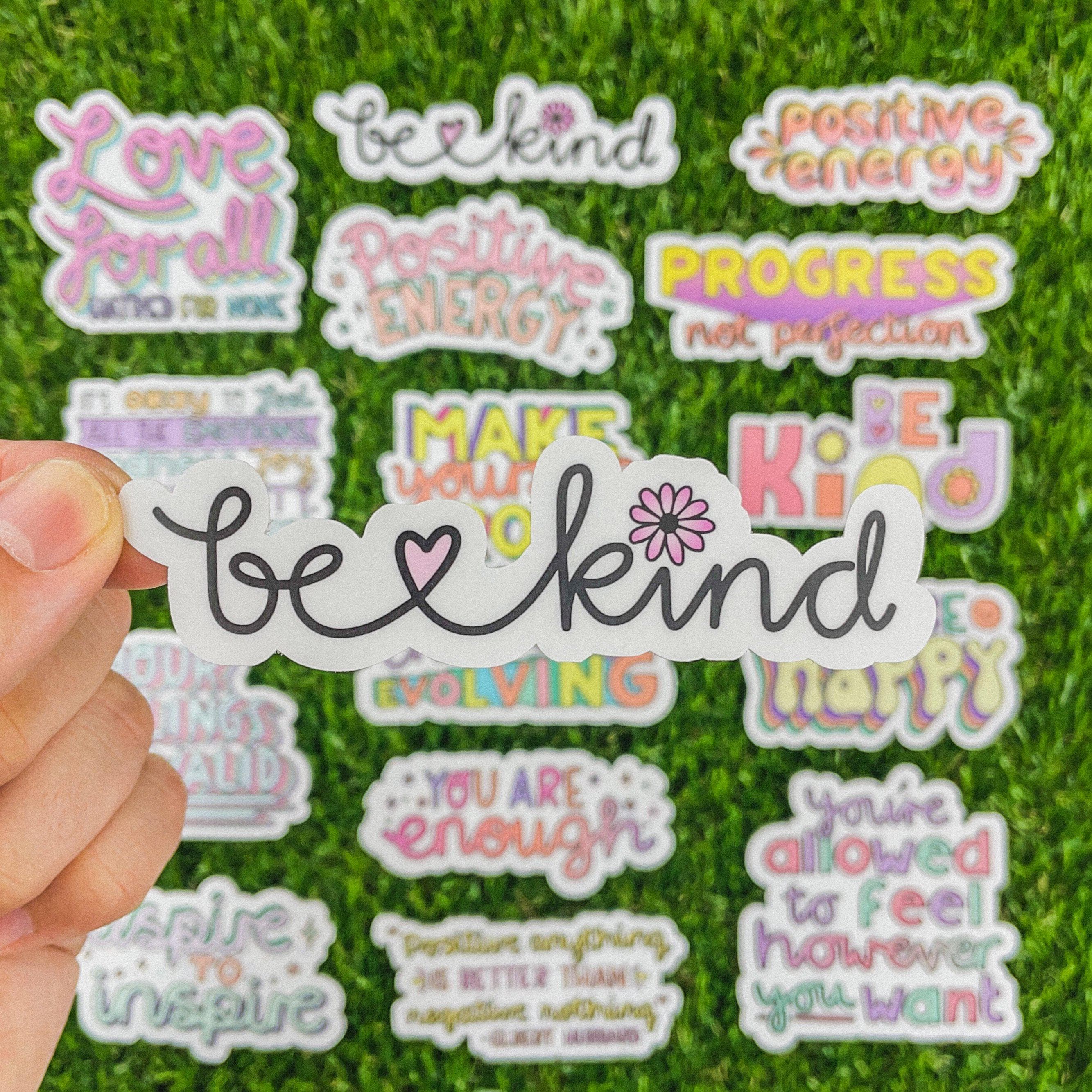 Be Kind Cursive Floral Sticker – Big Moods