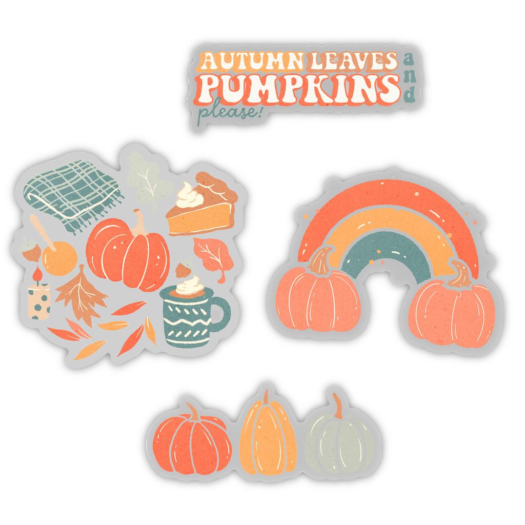 Clear Autumn Leaves & Pumpkins Stickers 4 Pack – Big Moods