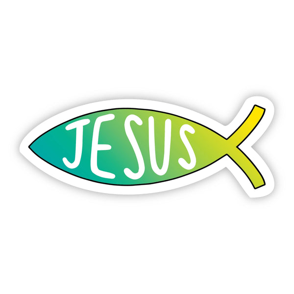 With God all Things are Possible green ichthys sticker