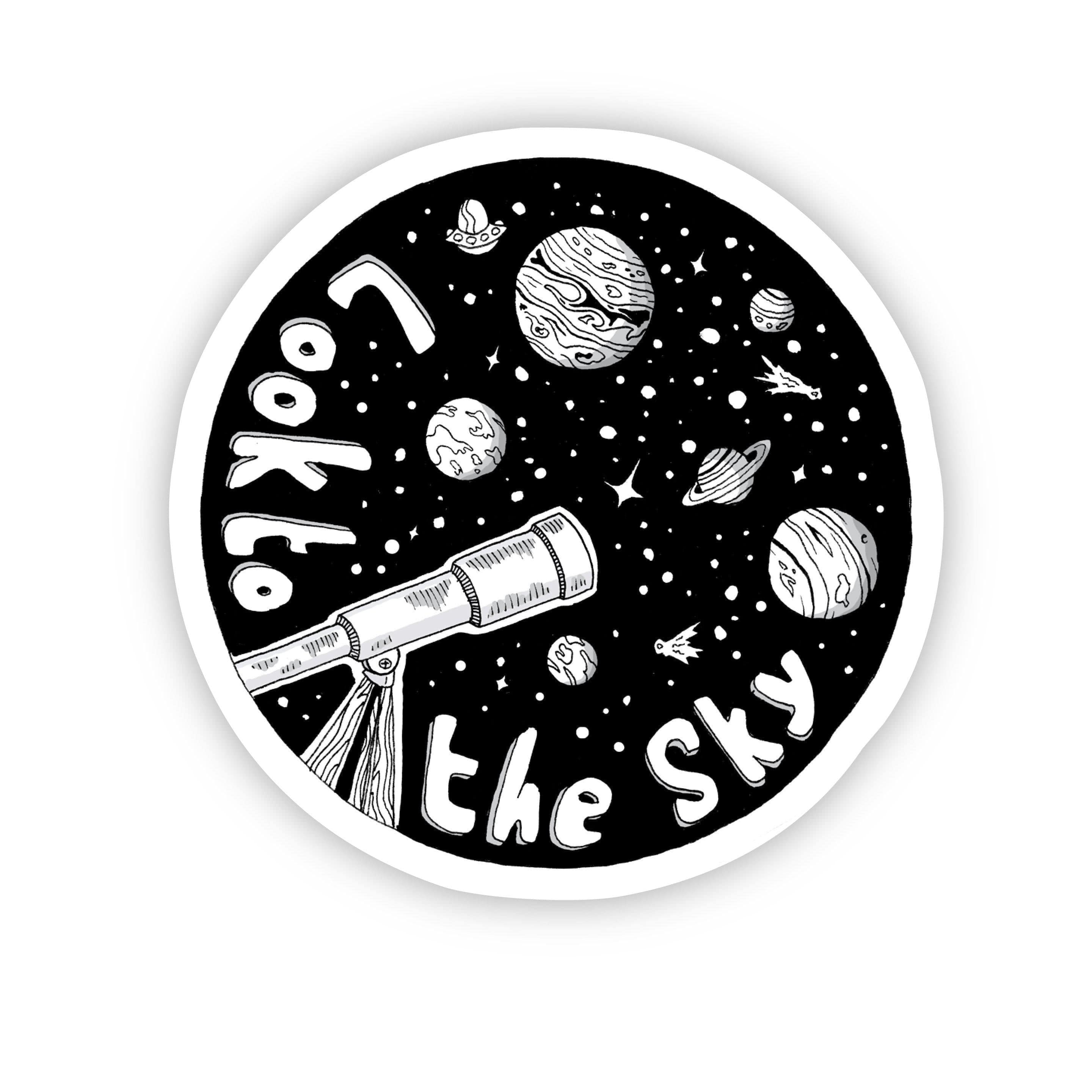 Look to the Sky Space Sticker Black & White – Big Moods