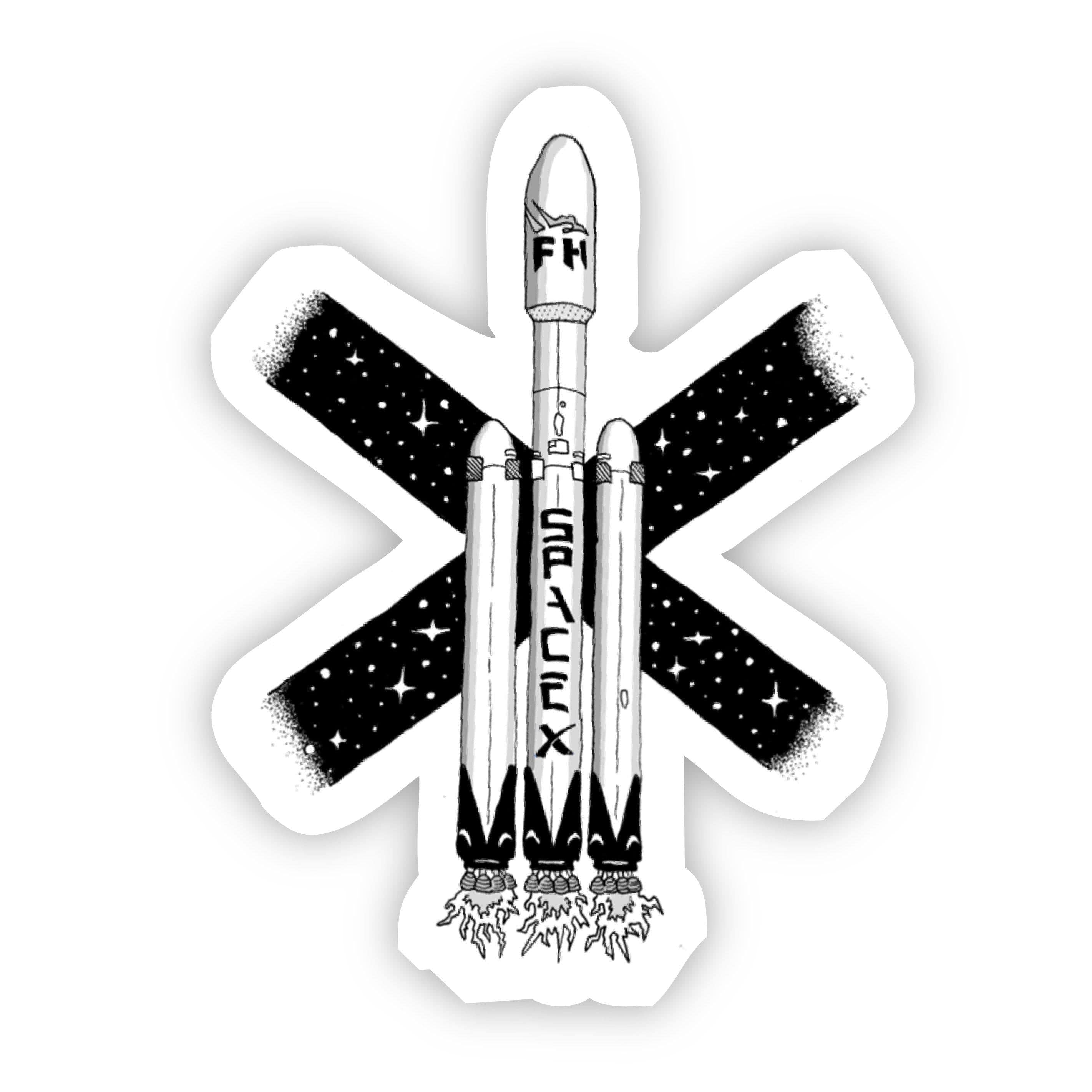 Falcon Heavy SpaceX Sticker Black & White – Big Moods