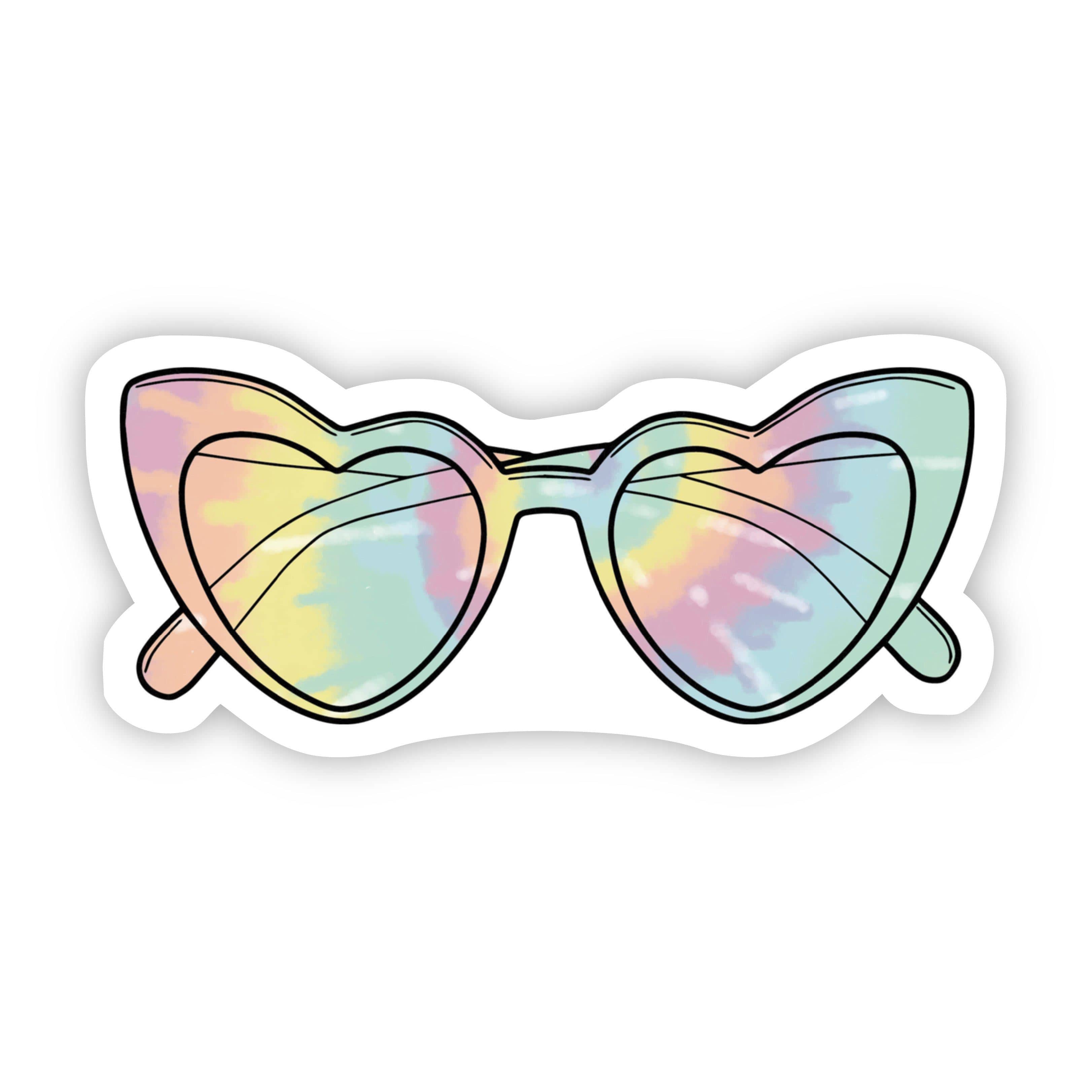 Tie Dye Heart Sunglasses Aesthetic Sticker