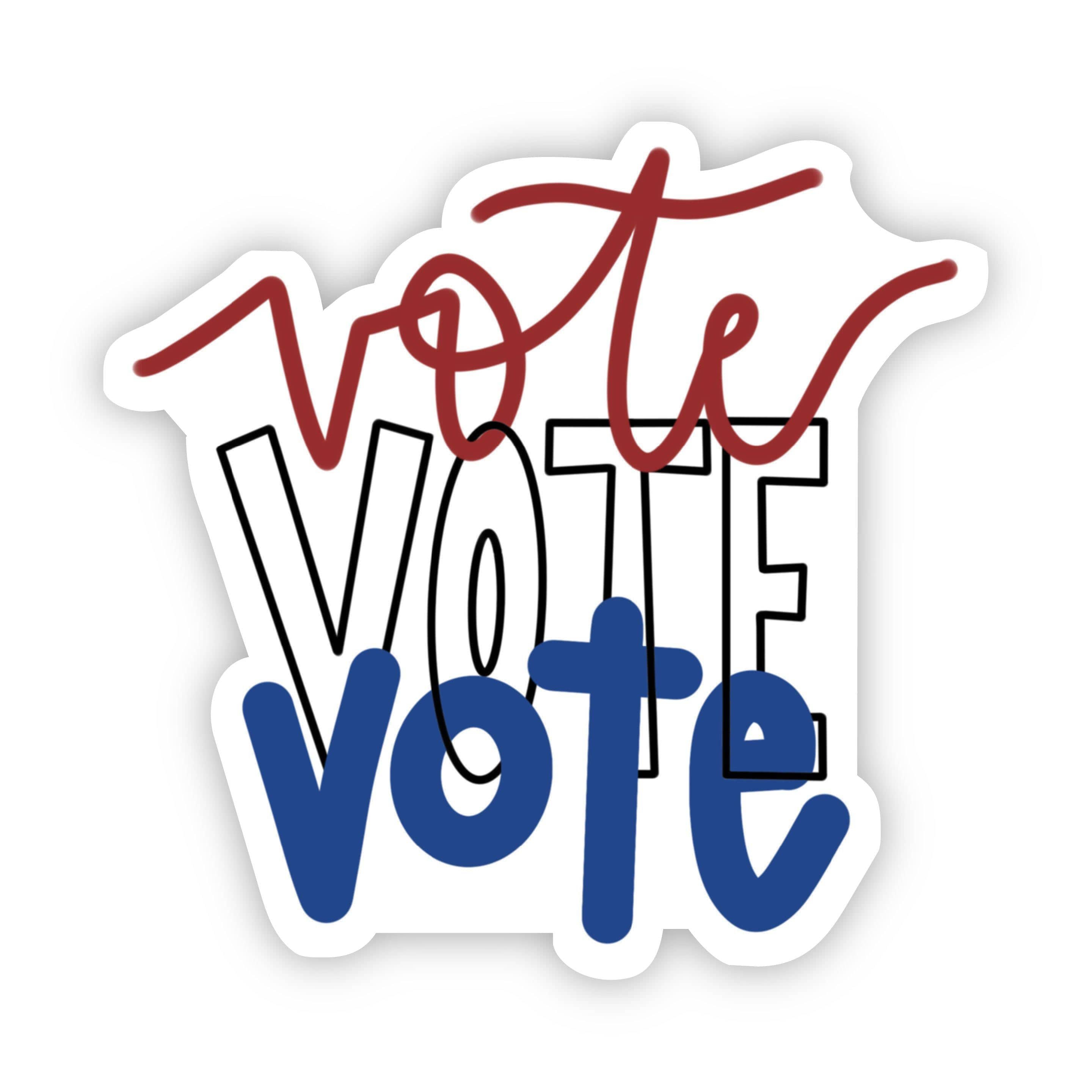 Vote Vote Vote Red, White, and Blue Sticker - Caligraphy – Big Moods