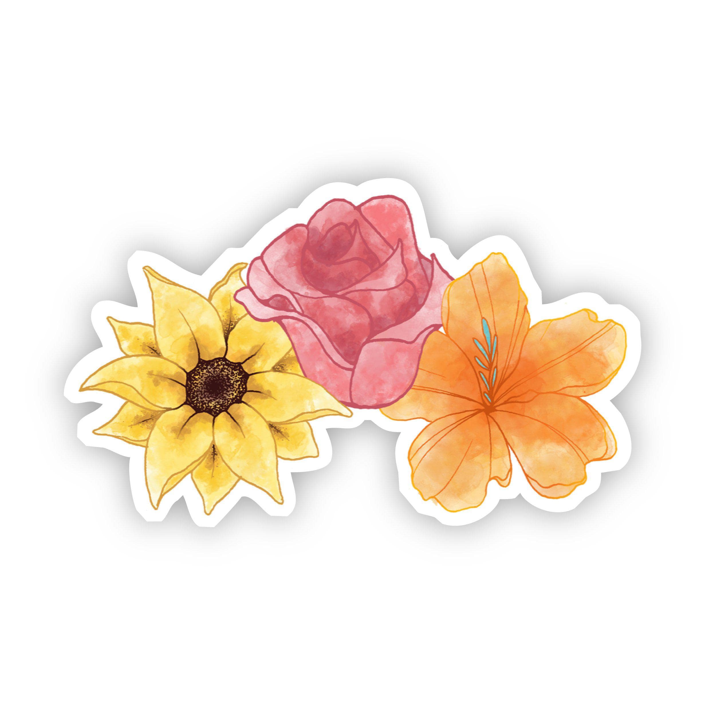 lily flower stickers Sunflower, Rose, Lily Watercolor Sticker