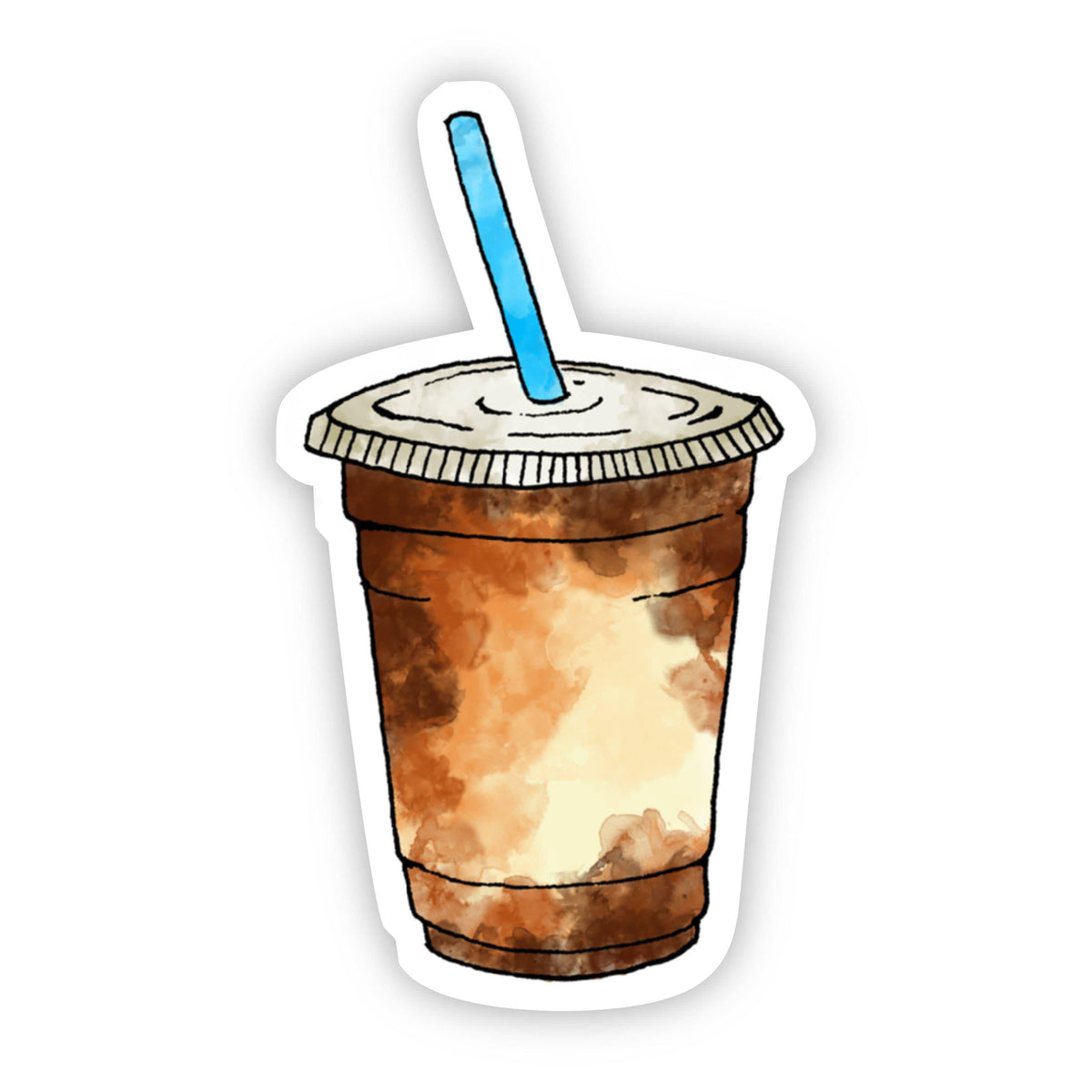 Iced Coffee Blue Straw Sticker – Big Moods