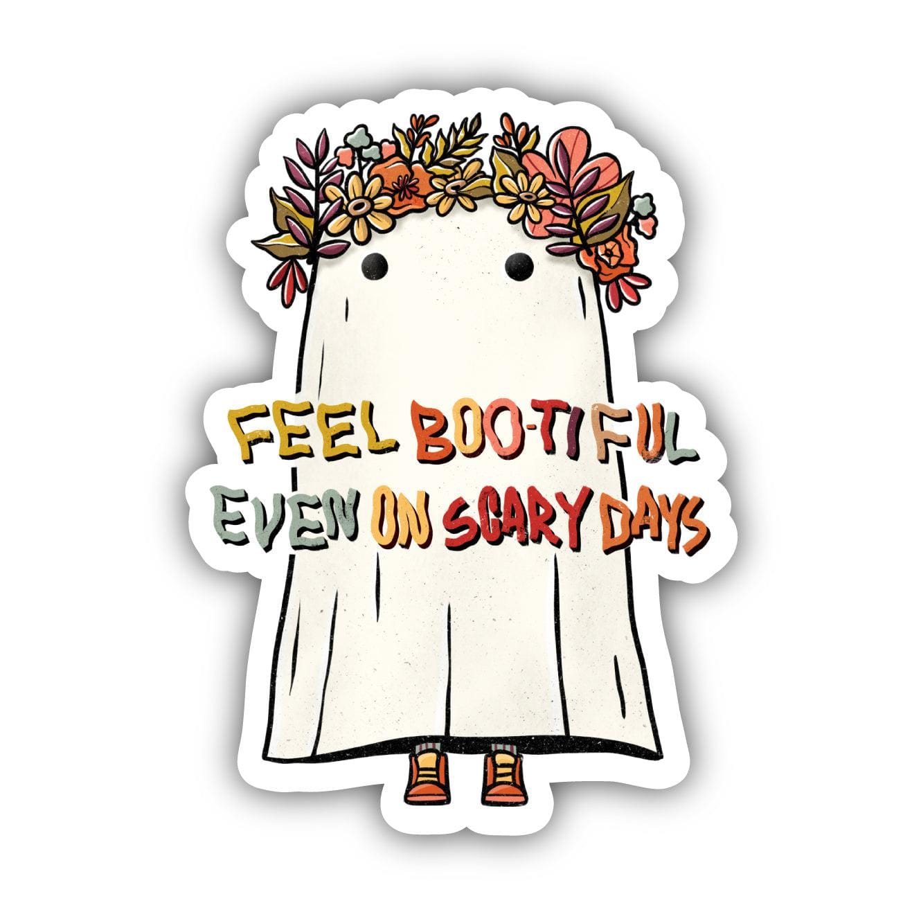 Ghost Sticker While Message Scary Ghosts Sticker