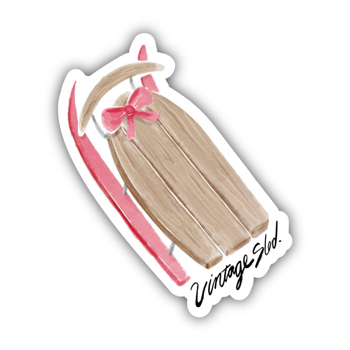 Vintage Sled Winter Watercolor Sticker – Big Moods