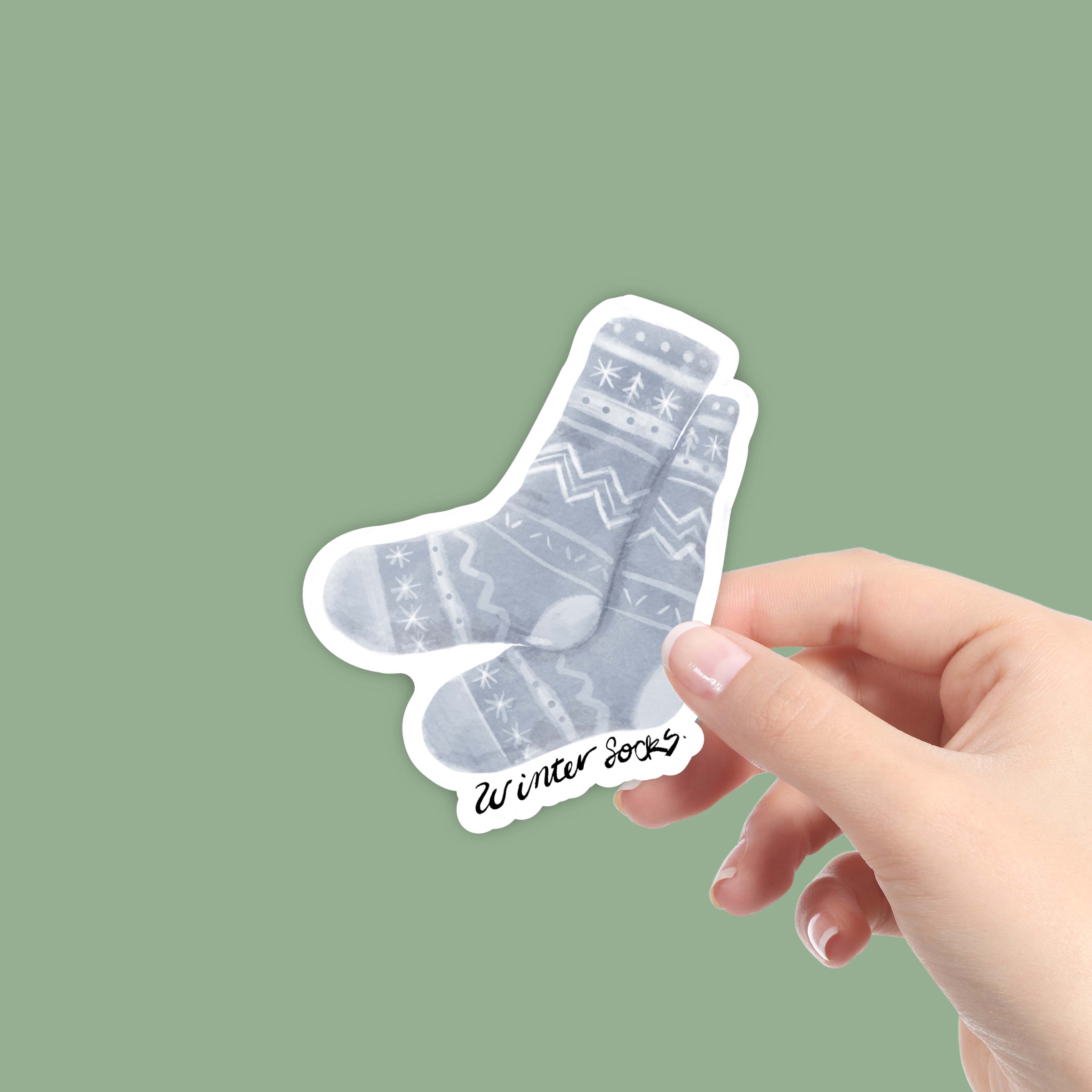 Sticker Wool Sock Included Winter Socks Watercolor Sticker – Big Moods