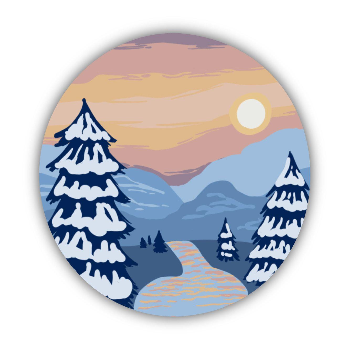 Snowy Sunset Winter Sticker – Big Moods