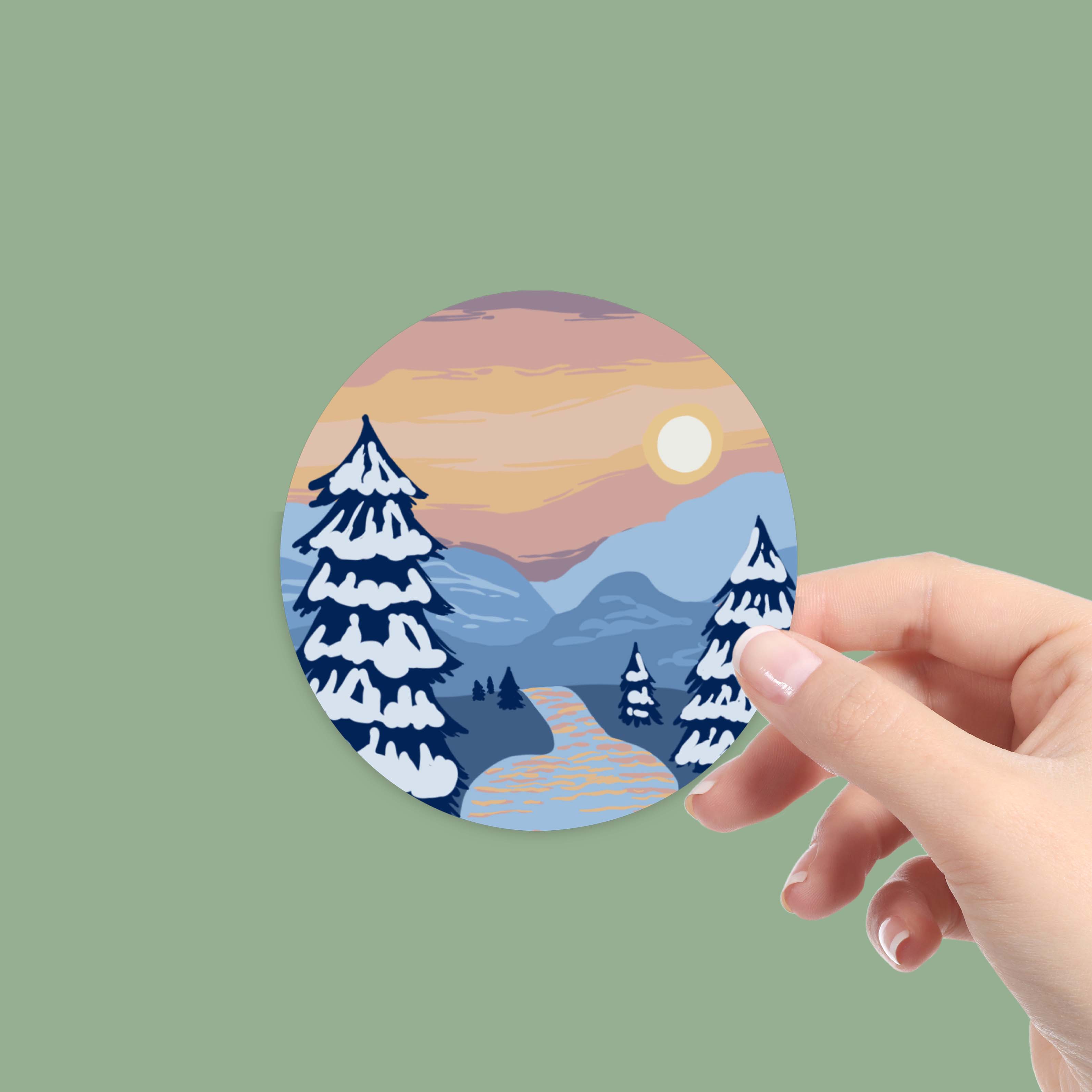 Snowy Sunset Winter Sticker – Big Moods