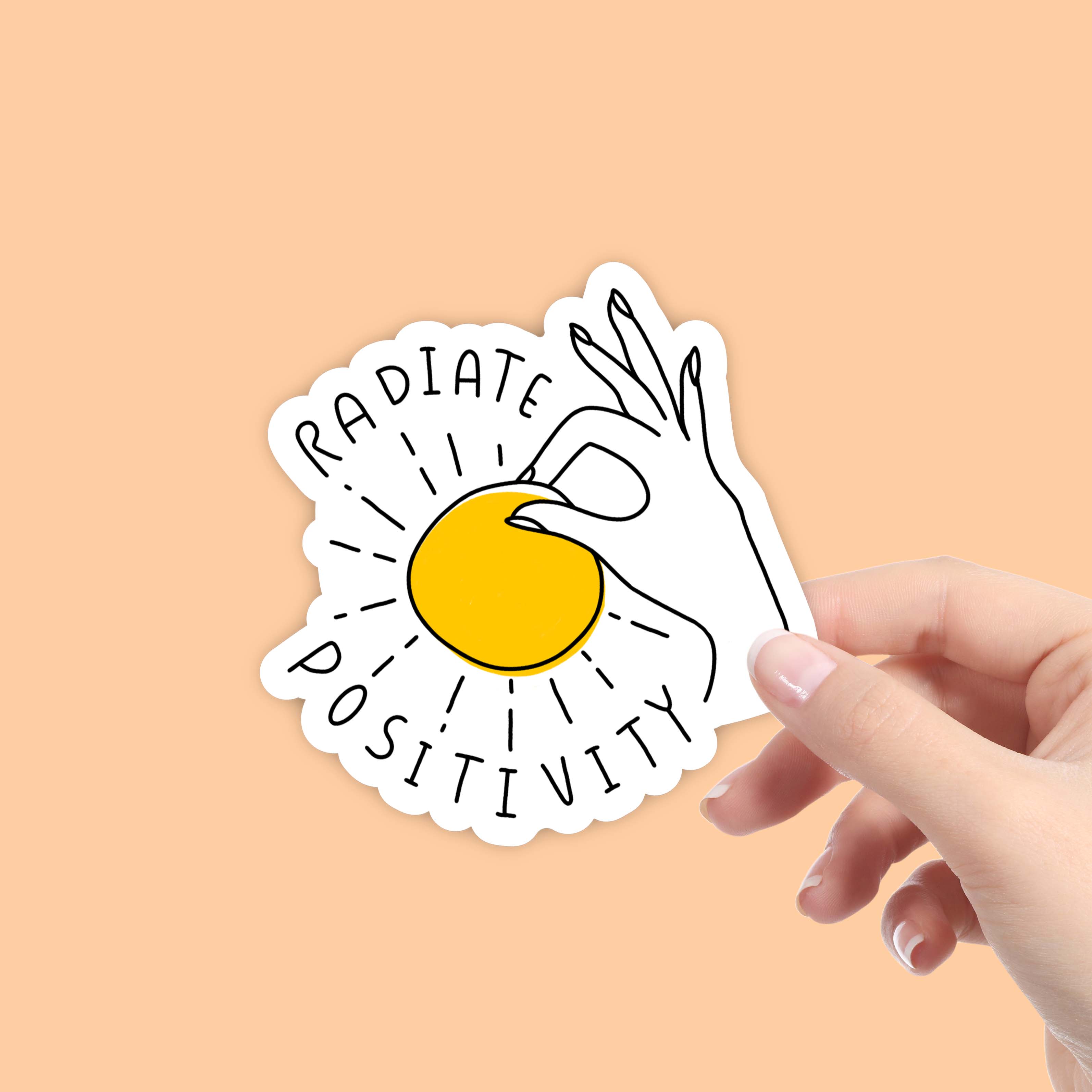 Sun Postivity Radiate Positivity Hand & Sun - Positivity Sticker – Big Moods
