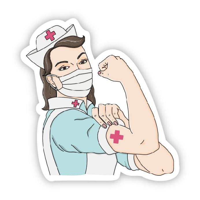 Rosie the riveter nurse pandemic sticker