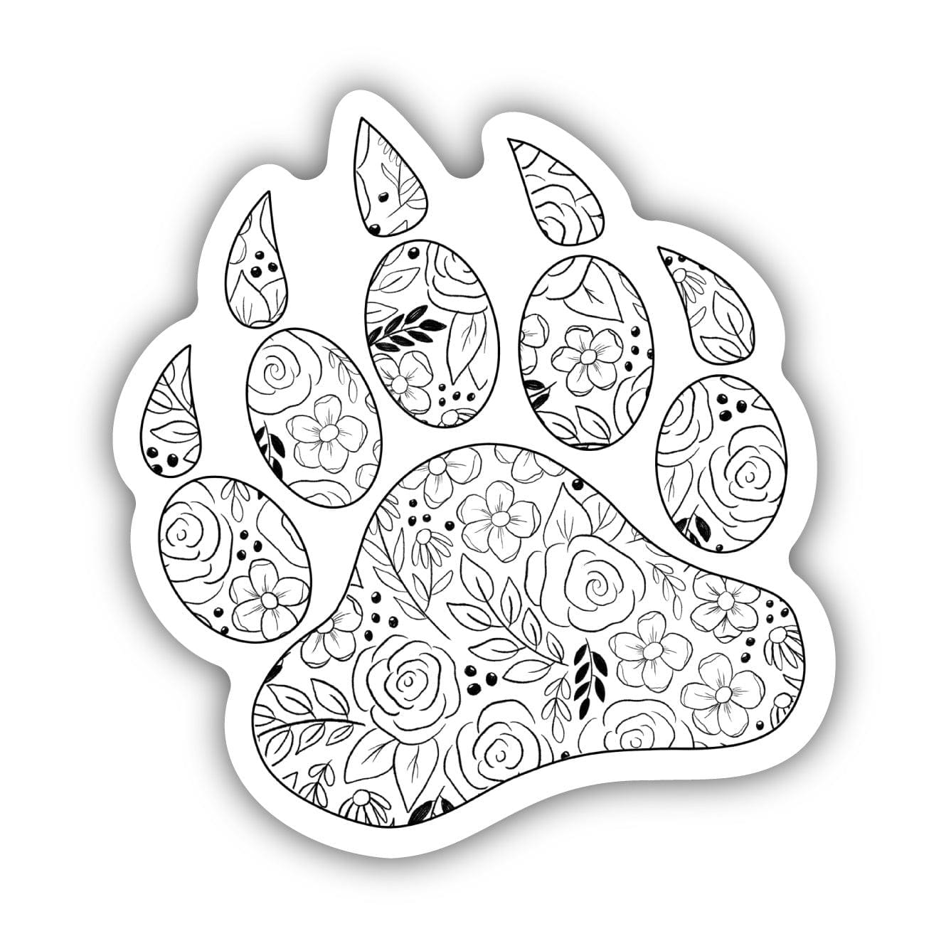 White Floral Bear Paw Print Sticker – Big Moods white-floral-bear-paw-print-sticker-big-moods