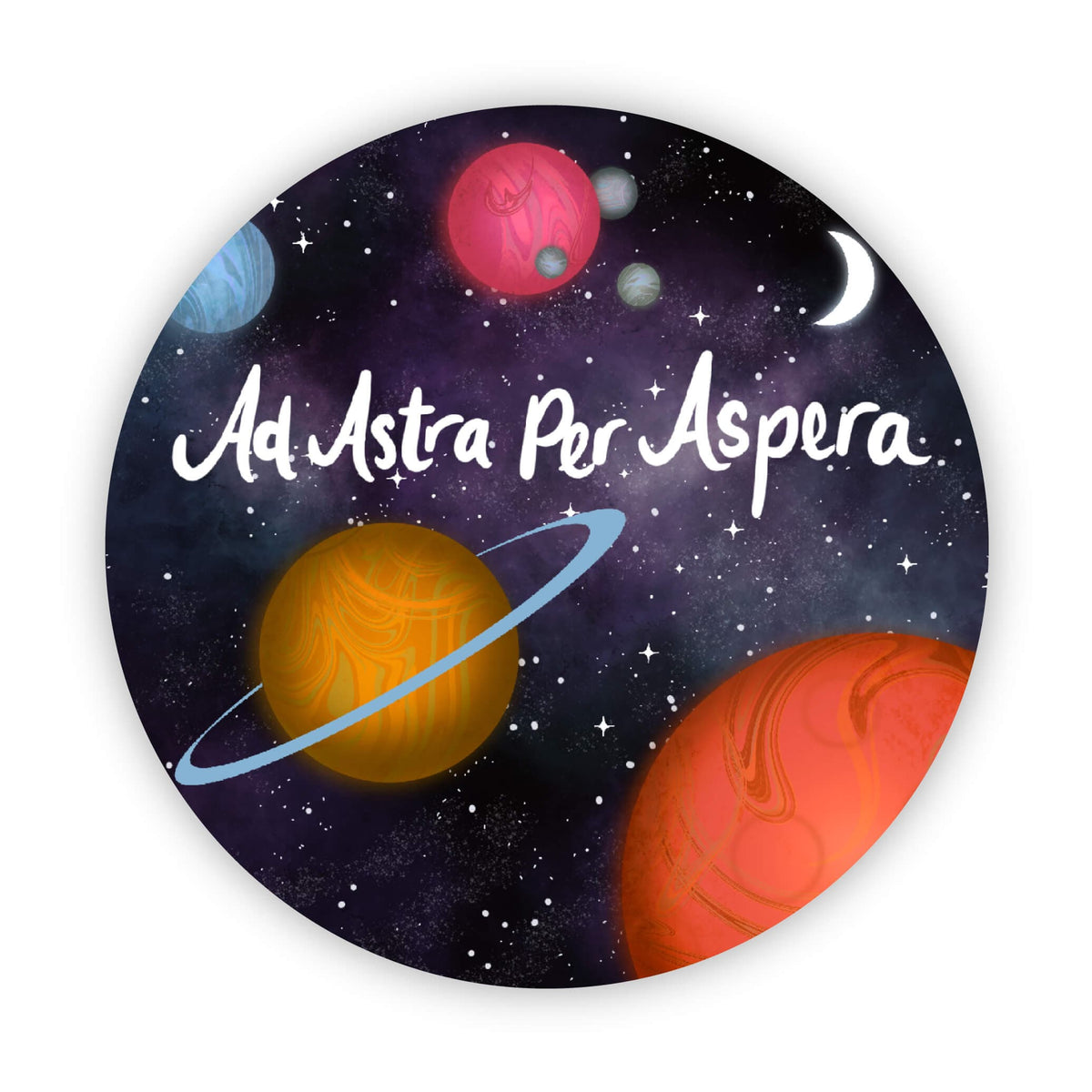 "Ad Astra Per Aspera" Planet Sticker – Big Moods