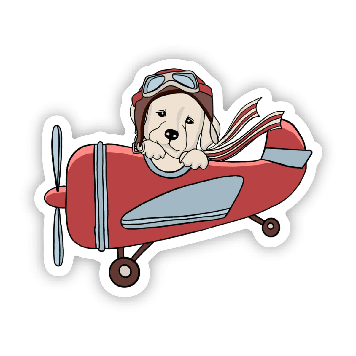 Plane Red Sticker Puppy Flying Red Airplane Sticker – Big Moods