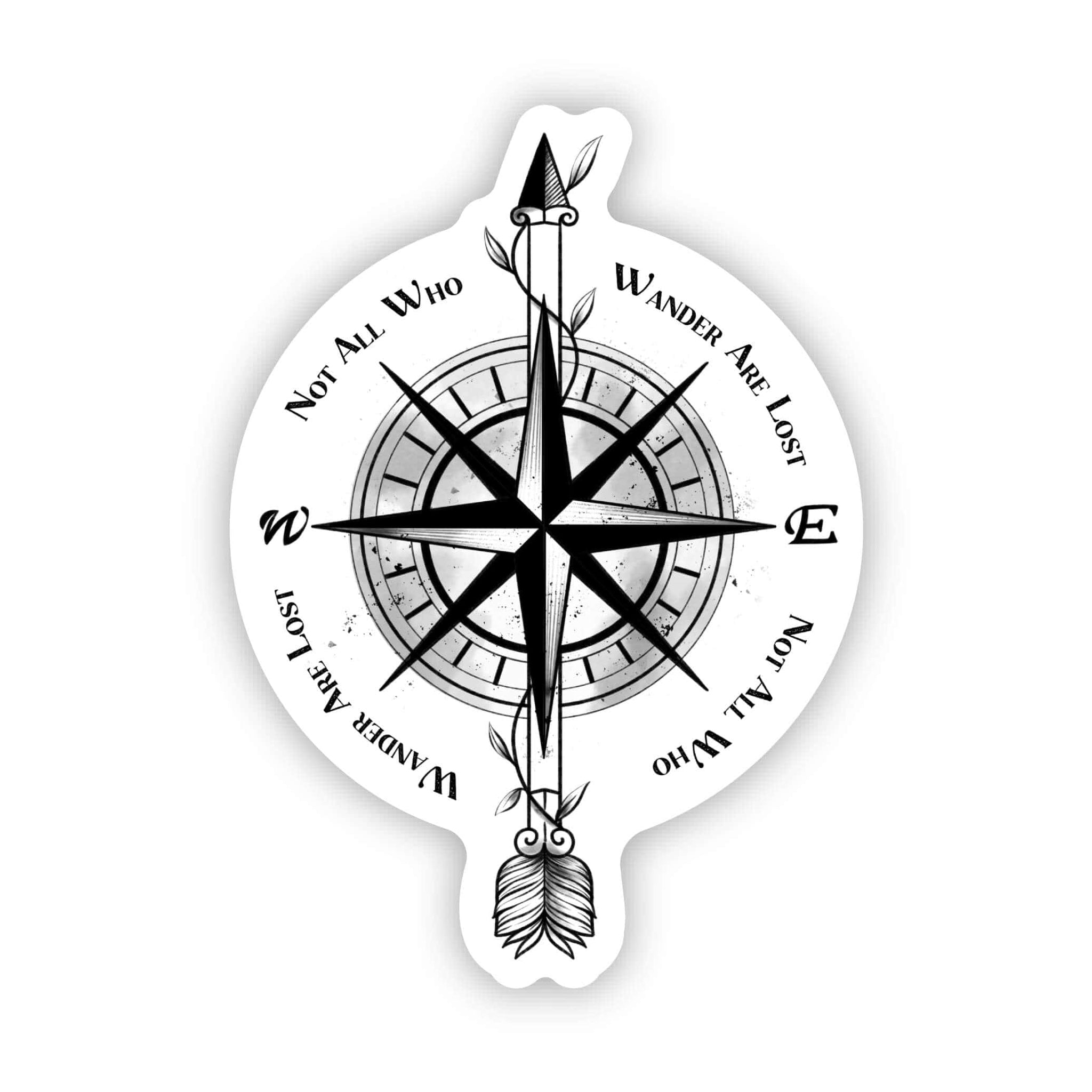 "Not All Who Wander Are Lost" Decal Sticker - 6 Inch Round Vinyl, No Background, For Car, Laptop, Waterproof