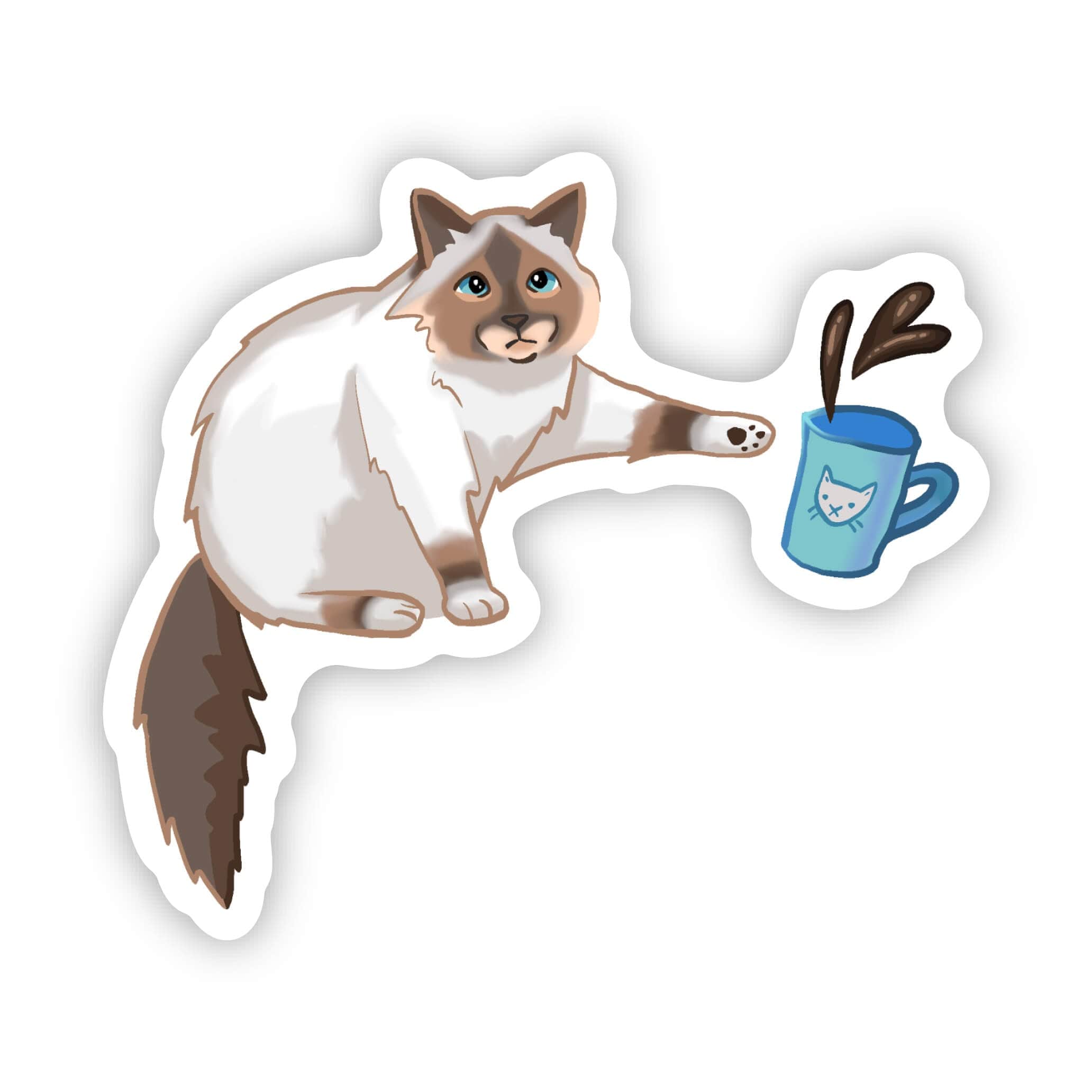 Cat Knocking Over Coffee Sticker – Big Moods
