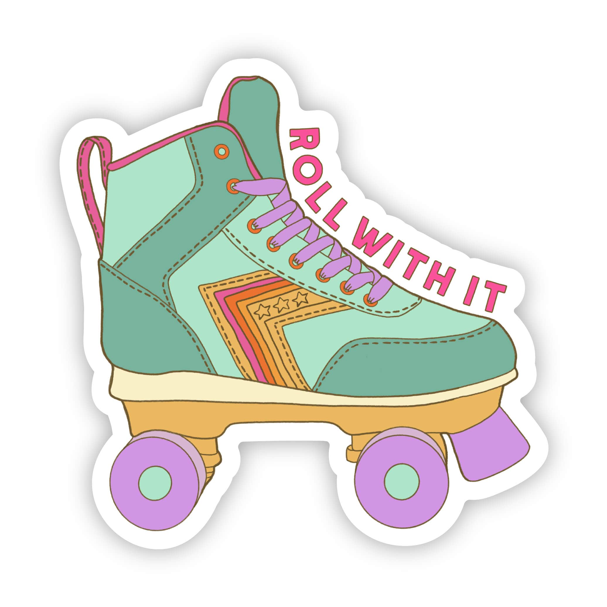 Roll With It Retro Skate Sticker – Big Moods