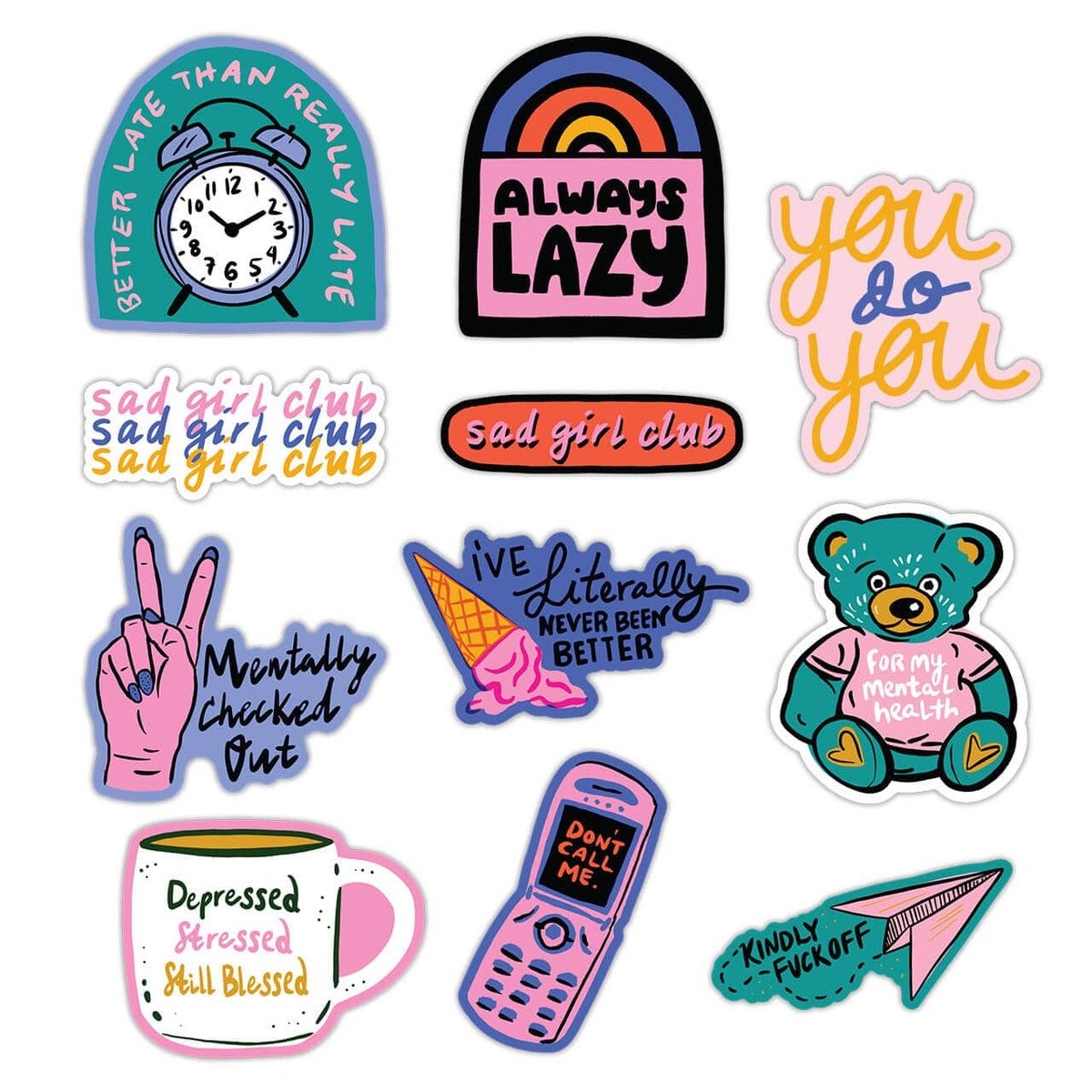 Stressed but blessed sticker 11 pack – Big Moods